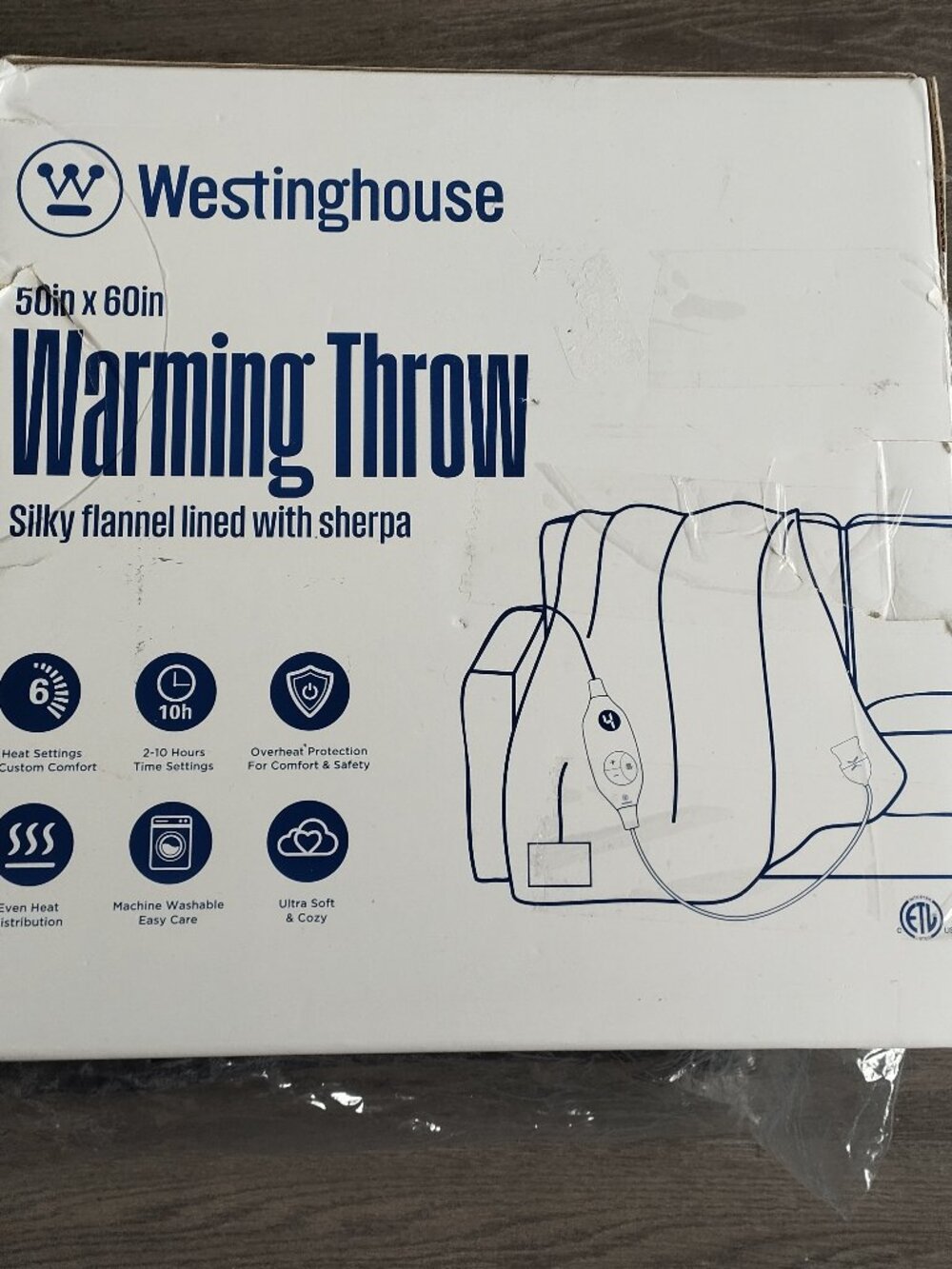 Westinghouse Electric Blanket Heated 6 Heat Levels 50x60 Charcoal